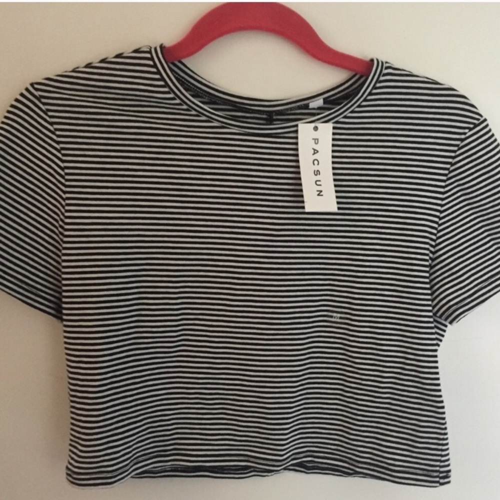 White and black striped crop top from pacsun